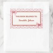 Coquette Roze Strik Achtergrond School Boekplaat Rechthoekige Sticker (Tas)