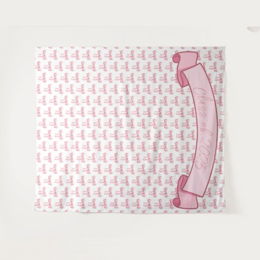 Coquette roze strik achtergrond wandkleed (Voorkant (horizontaal))