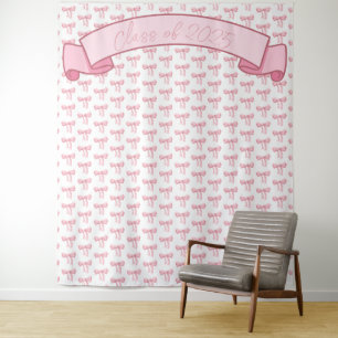 Coquette roze strik achtergrond wandkleed