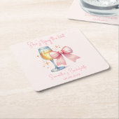 Coquette Roze Strik Afscheidsfeestje  Kartonnen Onderzetters (Schuin)