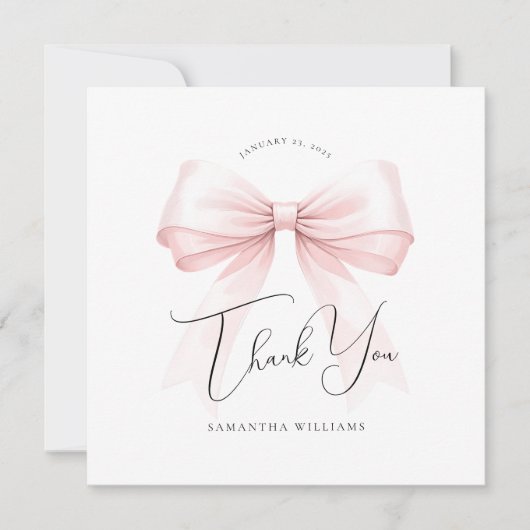 Coquette Roze strik Baby shower Dank u kaart (Voorkant)