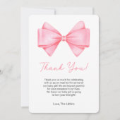 Coquette Roze strik Baby shower Dank u kaart (Voorkant)