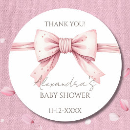 Coquette Roze strik Baby shower Dank u Ronde Sticker