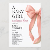 Coquette Roze Strik Baby Shower Kaart (Voorkant)