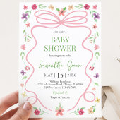 Coquette Roze Strik Baby Shower Kaart