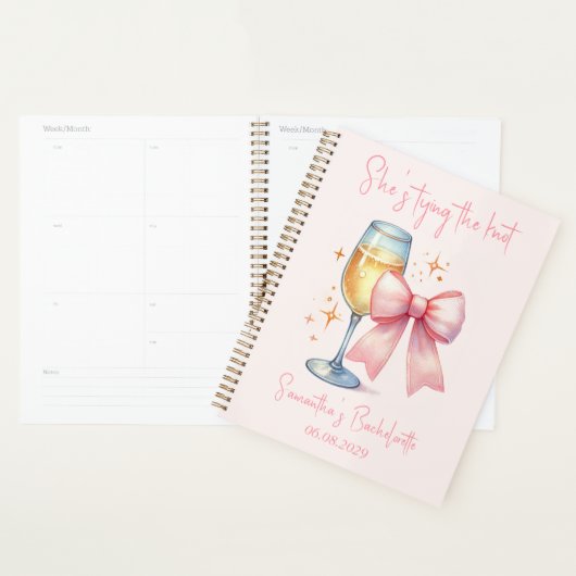 Coquette Roze Strik Bachelorette Feestje Planner (Display)