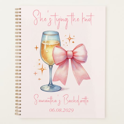 Coquette Roze Strik Bachelorette Feestje  Planner (Voorkant)