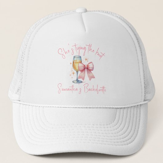 Coquette Roze Strik Bachelorette Feestje  Trucker Pet (Voorkant)