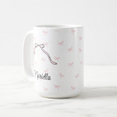 Coquette Roze Strik Beker met Naam Koffiemok (Voorkant links)
