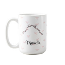 Coquette Roze Strik Beker met Naam Koffiemok