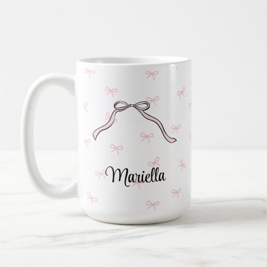 Coquette Roze Strik Beker met Naam Koffiemok (Links)
