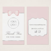 Coquette roze strik bijsluiter visitekaartje (Voorkant /achterkant)