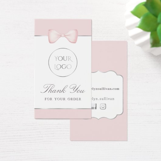 Coquette roze strik bijsluiter visitekaartje (Bureau)