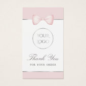 Coquette roze strik bijsluiter visitekaartje (Voorkant)