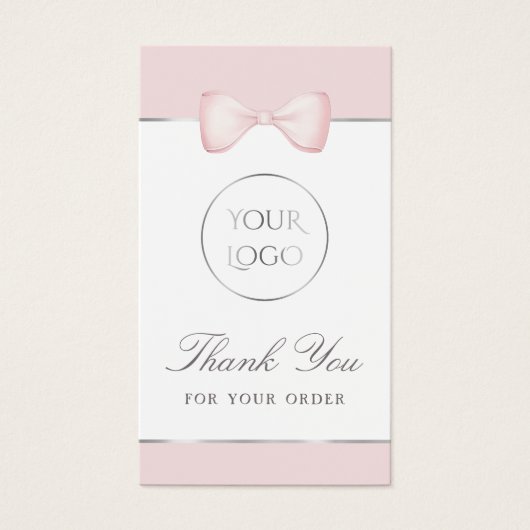 Coquette roze strik bijsluiter visitekaartje (Voorkant)