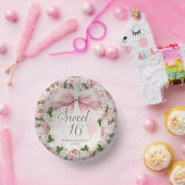 Coquette Roze strik Bloemen  Sweet 16 Papieren Kommen (Feest)