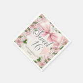 Coquette Roze strik Bloemen  Sweet 16 Servet (Hoek)