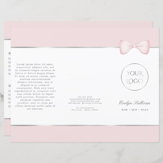 Coquette roze strik brochure (Voorkant / Achterkant)