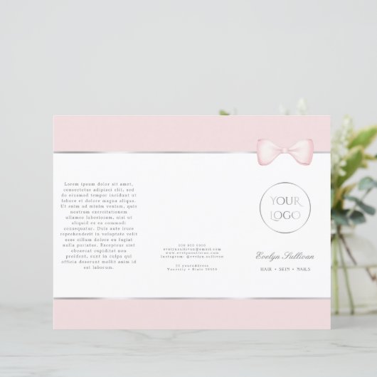 Coquette roze strik brochure (Staand voorkant)