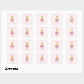 Coquette Roze Strik Bruidsdouche Vierkante Sticker (Vel)