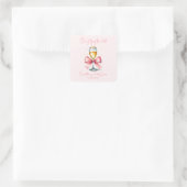 Coquette Roze Strik Bruidsdouche Vierkante Sticker (Tas)