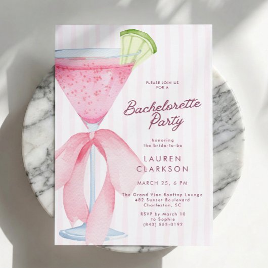 Coquette Roze Strik Bruidsfeest Kaart