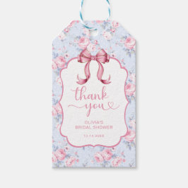 Coquette Roze Strik Bruiloft Feest Bedankt Cadeaulabel