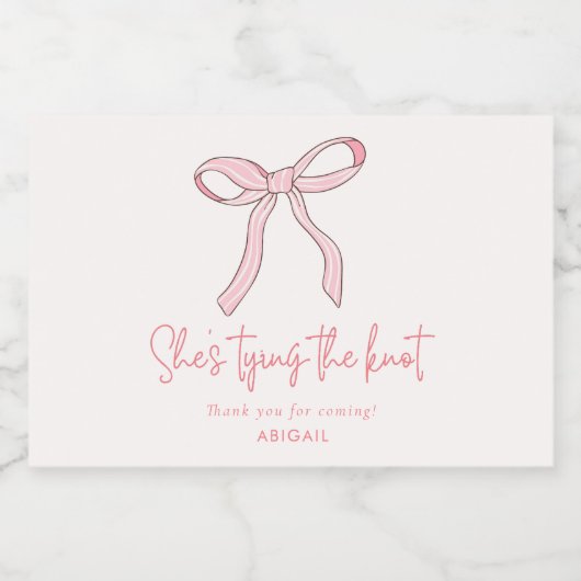 Coquette Roze Strik Bruiloftsfeest Favor Sparkling Wijnetiket (Enkel label)