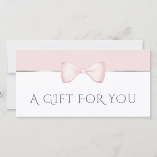 Coquette roze strik cadeaubon (Voorkant)