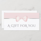 Coquette roze strik cadeaubon (Voorkant / Achterkant)