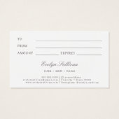 Coquette roze strik cadeaubon visitekaartje (Achterkant)