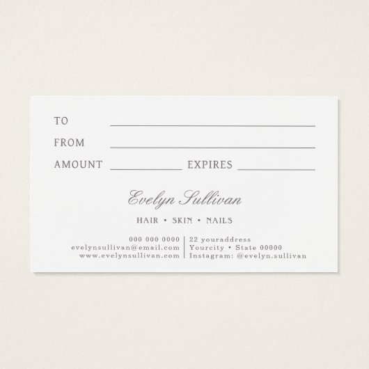 Coquette roze strik cadeaubon visitekaartje (Achterkant)