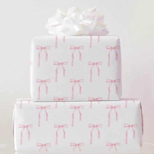 Coquette roze strik cadeaupapier
