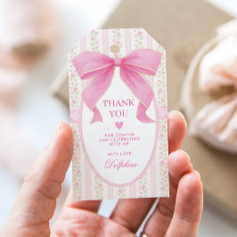 Coquette Roze Strik Cottage Bloemen Rozen Dank Je Cadeaulabel