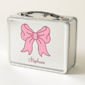 Coquette Roze Strik Custom Naam | Schattige Meisje (Achterkant)