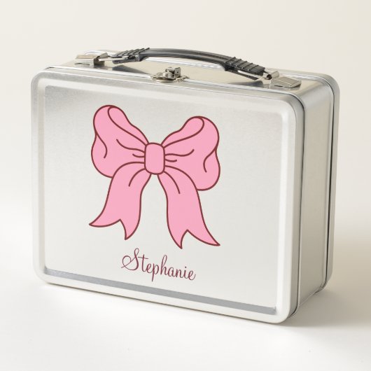 Coquette Roze Strik Custom Naam | Schattige Meisje (Voorkant)