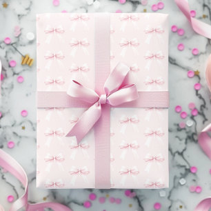 Coquette Roze Strik Eerste Verjaardag Cadeaupapier