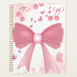 Coquette Roze Strik en Kersen Esthetische Collage Planner