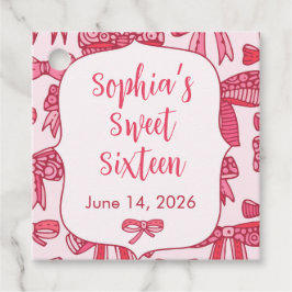 Coquette Roze Strik Feest Favor Tag Bedankjes Labels