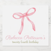 Coquette Roze Strik Feminiene Verjaardagsfeestje P Sparkling Wijnetiket (Enkel label)