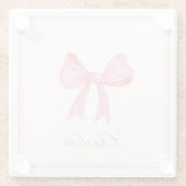 Coquette roze strik glazen onderzetter (Achterkant)