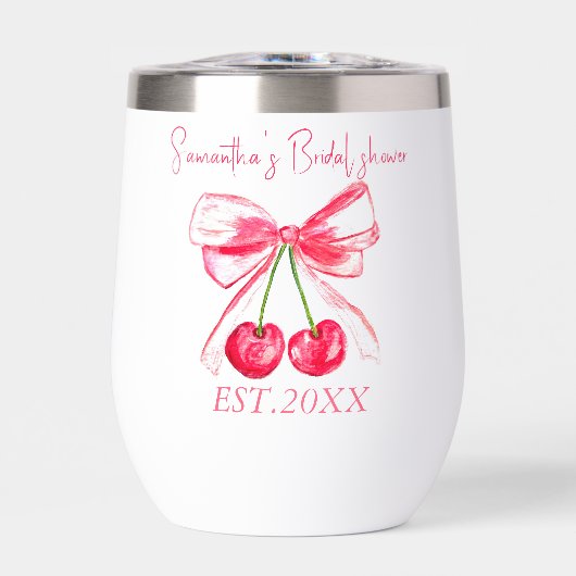 Coquette Roze Strik Kersen Bruidsdouche (Voorkant)