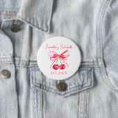 Coquette Roze Strik Kersen Meisjesavond Ronde Button 7,6 Cm (In situ)