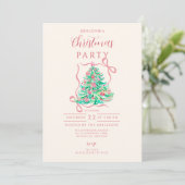 Coquette Roze Strik Kerstmis Kaart (Staand voorkant)