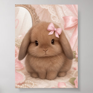 coquette roze strik konijn magneet poster