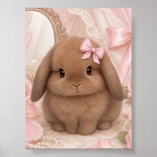 coquette roze strik konijn magneet poster (Voorkant)