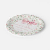 Coquette roze strik lint bloemenbaby meisje douche papieren bordje (Gekanteld)