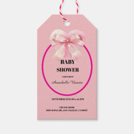 Coquette Roze Strik Lint Meisje Baby Shower Cadeaulabel