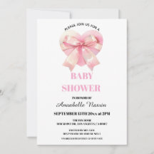 Coquette Roze Strik Lint Meisje Baby Shower