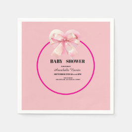 Coquette Roze Strik Lint Meisje Baby Shower Servet